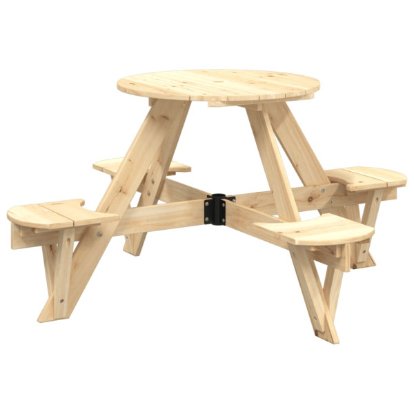 Mesa de picnic para 4 niños agujero para sombrilla madera abeto M 2