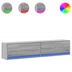Mueble de TV de pared con LED gris Sonoma 180x31x38 cm H