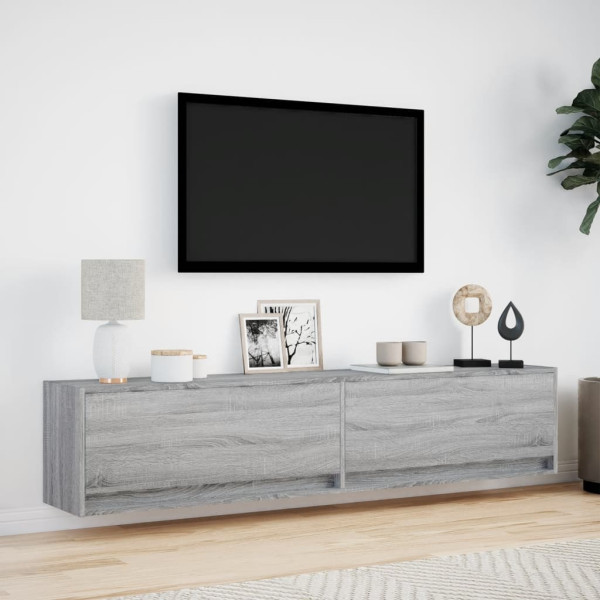 Mueble de TV de pared con LED gris Sonoma 180x31x38 cm M 4