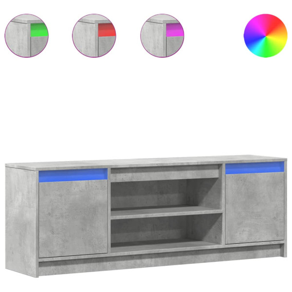 Mueble de TV LED madera ingeniería gris hormigón 139.5x34x50 cm M 2