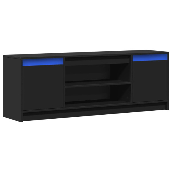 Mueble de TV con LED madera de ingeniería negro 139.5x34x50 cm M 3