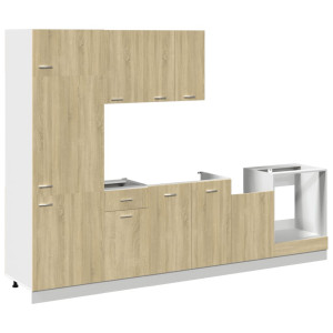 Set de muebles de cocina 7 pzas madera ingeniería roble Sonoma H