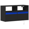 Mueble de TV de pared con luces LED negro 80x31x45 cm 3