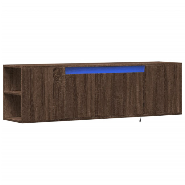 Mueble de TV de pared con luces LED marrón roble 135x31x39.5 cm M 3