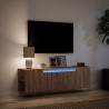 Mueble de TV de pared con luces LED marrón roble 135x31x39.5 cm 5