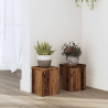 Soportes de plantas 2 uds madera roble envejecido 15x15x20 cm 1