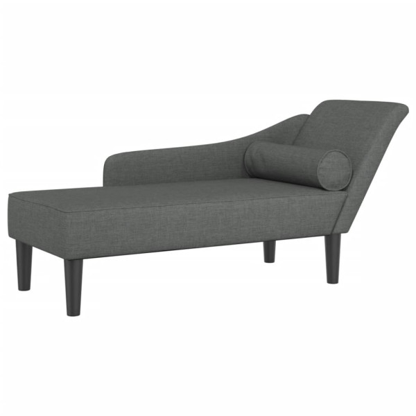 Chaise lounge com almofadões tecido cinzento-escuro M 2