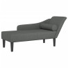 Chaise lounge com almofadões tecido cinzento-escuro 2