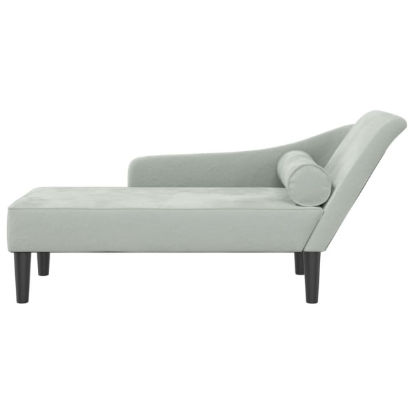 Chaise lounge com almofadões veludo cinzento-claro M 3
