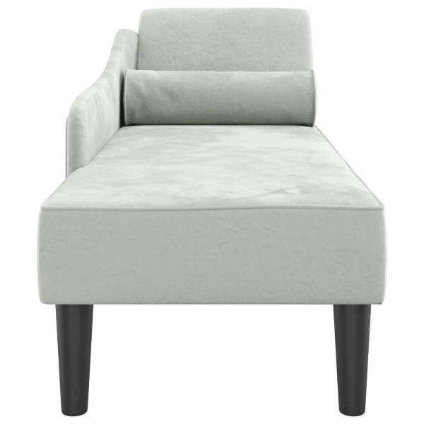 Chaise lounge com almofadões veludo cinzento-claro M 4
