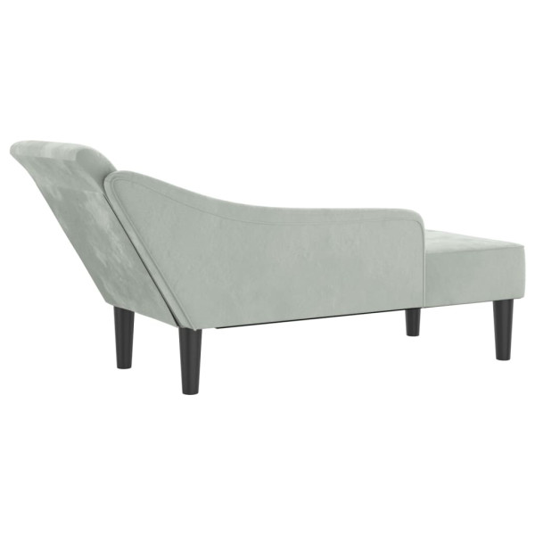 Chaise lounge com almofadões veludo cinzento-claro M 5