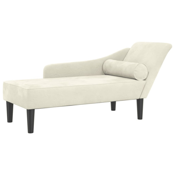 Chaise lounge com almofadões veludo creme M 2