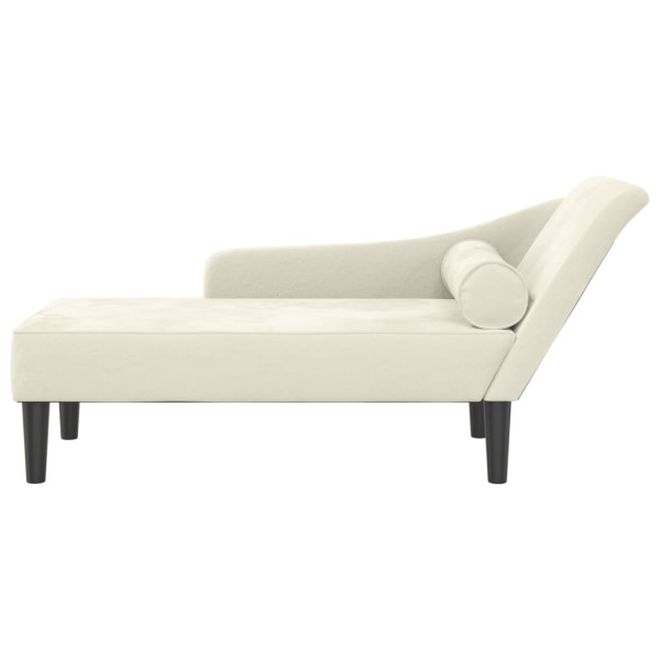 Chaise lounge com almofadões veludo creme M 3