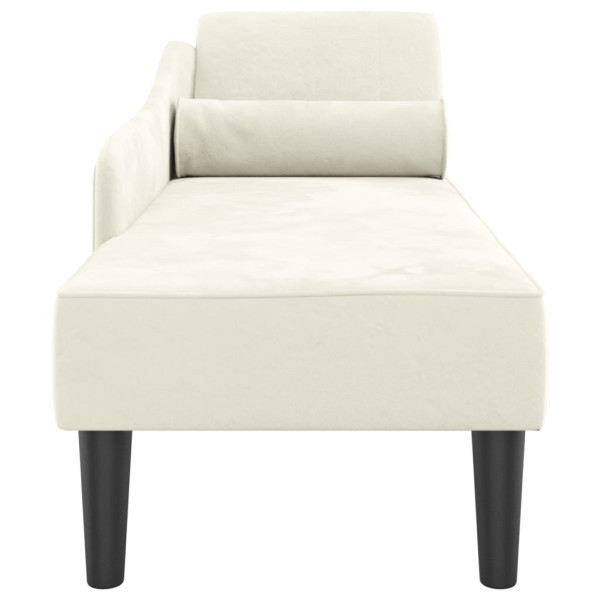 Chaise lounge com almofadões veludo creme M 4