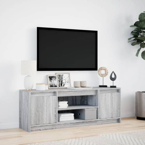 Mueble de TV LED madera ingeniería gris Sonoma 139.5x34x50 cm M 4