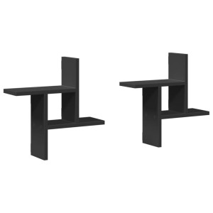 Prateleiras de parede 2 pcs 38x12x38 cm deriv. de madeira preto H
