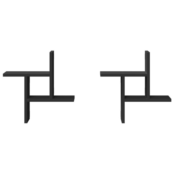 Estantes de pared 2 uds madera ingeniería negro 38x12x38 cm M 4