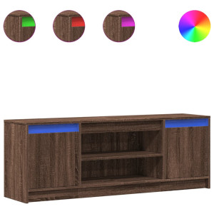 Mueble de TV LED madera ingeniería marrón roble 139.5x34x50 cm H