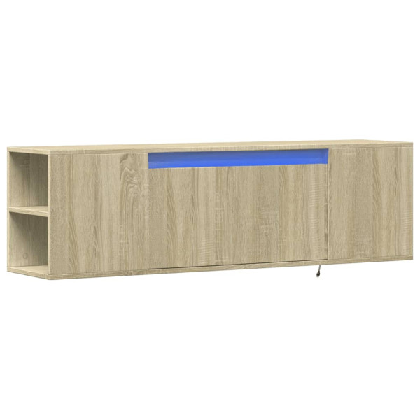 Mueble de TV de pared con luces LED roble Sonoma 135x31x39.5 cm M 3