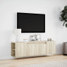 Mueble de TV de pared con luces LED roble Sonoma 135x31x39.5 cm 4
