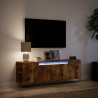 Mueble de TV de pared luces LED roble ahumado 135x31x39.5 cm 5