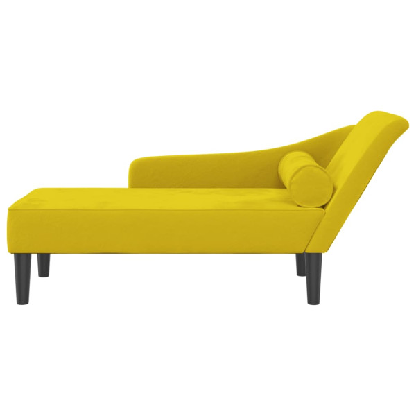 Chaise longue com almofadões veludo amarelo M 3