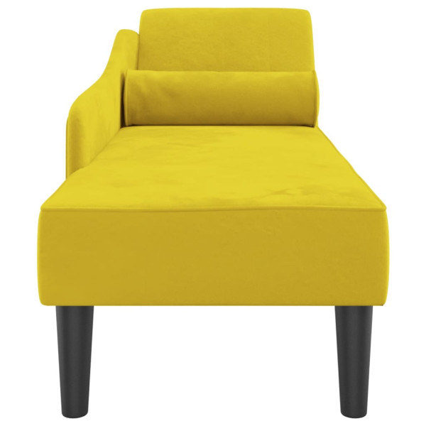 Chaise longue com almofadões veludo amarelo M 4