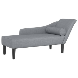 Chaise lounge com almofadões tecido cinzento-claro H