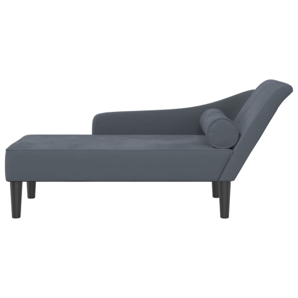 Chaise lounge com almofadões veludo cinzento-escuro M 5
