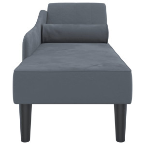Chaise lounge com almofadões veludo cinzento-escuro H