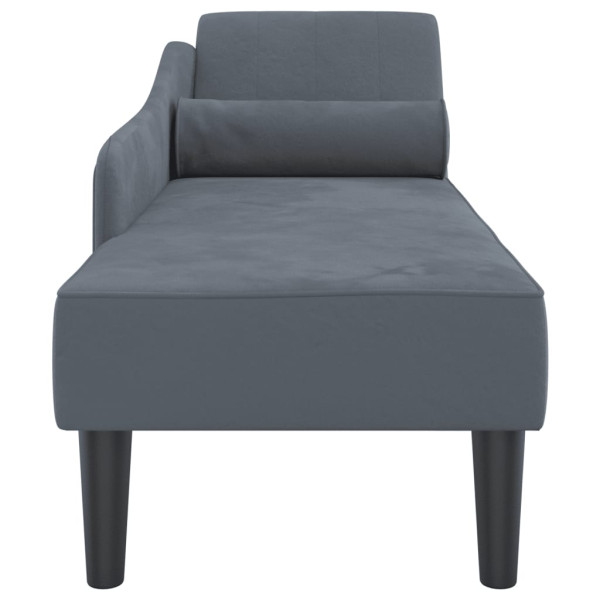 Chaise lounge com almofadões veludo cinzento-escuro M 2