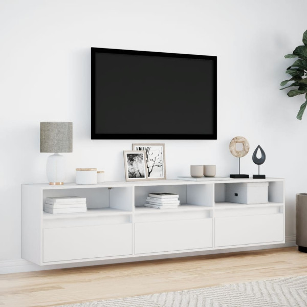 Mueble de TV de pared con LED blanco 180x31x45 cm M 4