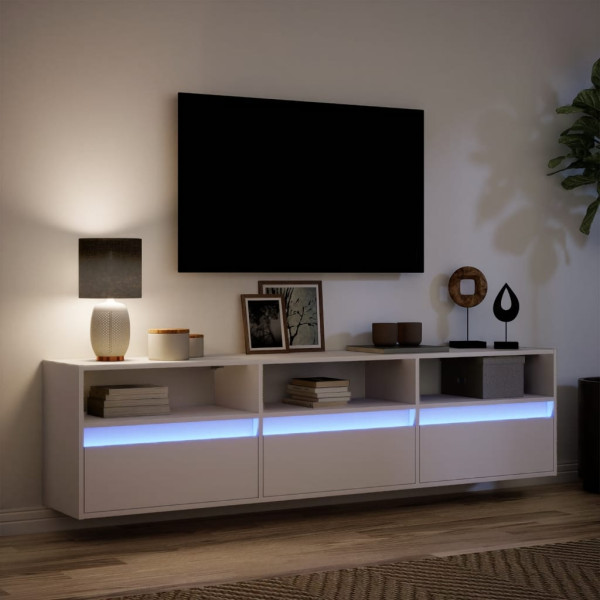 Mueble de TV de pared con LED blanco 180x31x45 cm M 5