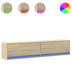 Móvel de parede p/ TV c/ luzes LED 180x31x38 cm carvalho sonoma H