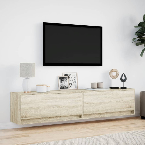 Mueble de TV de pared con LED roble Sonoma 180x31x38 cm M 4
