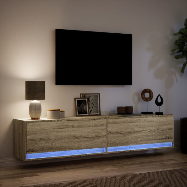 Mueble de TV de pared con LED roble Sonoma 180x31x38 cm M 5