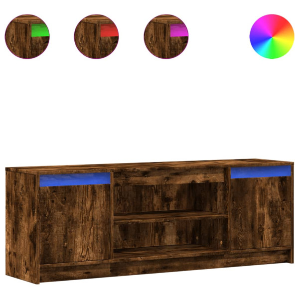 Mueble de TV LED madera ingeniería roble ahumado 139.5x34x50 cm M 2