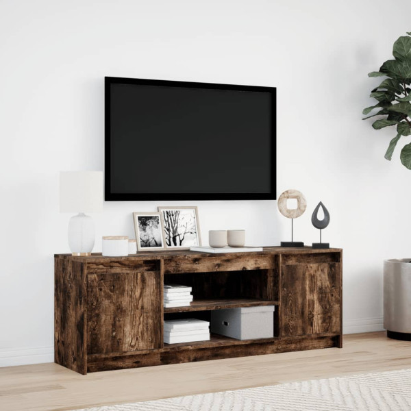 Mueble de TV LED madera ingeniería roble ahumado 139.5x34x50 cm M 4