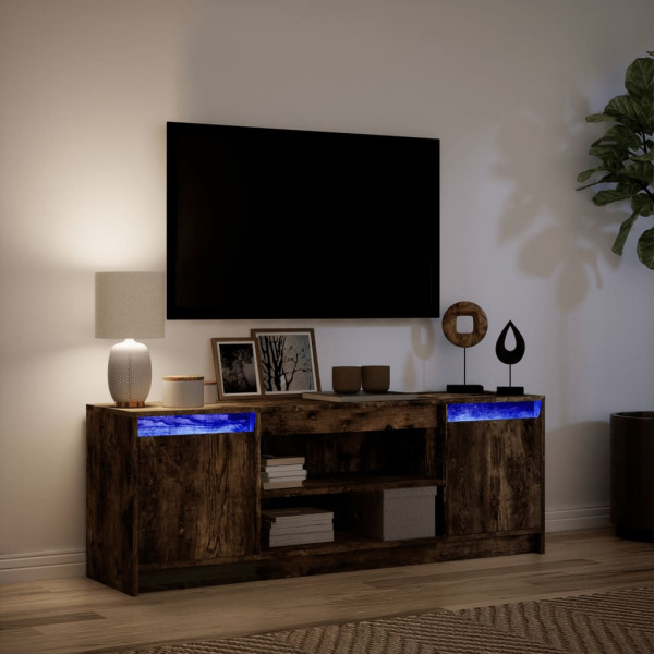 Mueble de TV LED madera ingeniería roble ahumado 139.5x34x50 cm M 5
