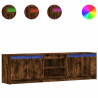 Mueble de TV LED madera ingeniería roble ahumado 180x34x50 cm 2
