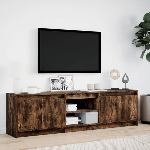 Mueble de TV LED madera ingeniería roble ahumado 180x34x50 cm M 4