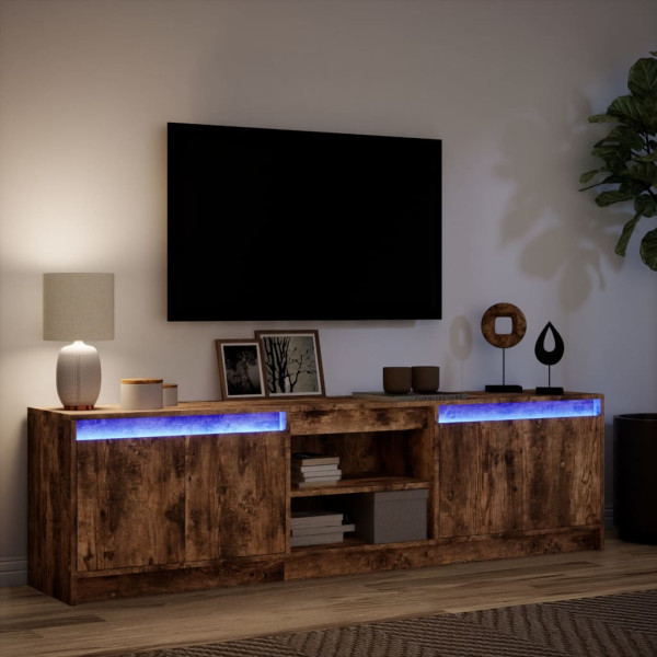 Mueble de TV LED madera ingeniería roble ahumado 180x34x50 cm M 5