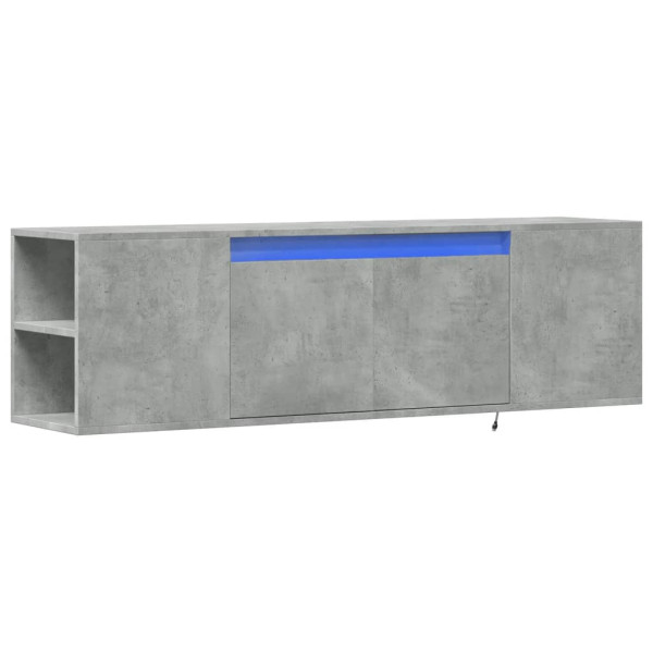 Mueble de TV de pared luces LED gris hormigón 135x31x39.5 cm M 3