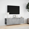Mueble de TV de pared luces LED gris hormigón 135x31x39.5 cm 4