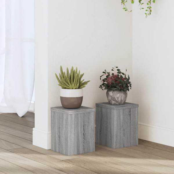 Soportes de plantas 2 uds madera gris Sonoma 15x15x20 cm D