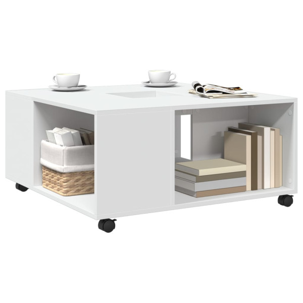 Mesa de centro madera de ingeniería blanca 80x80x40 cm M 3