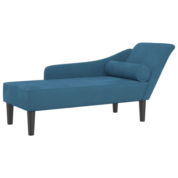 Chaise lounge com almofadões veludo azul M 2