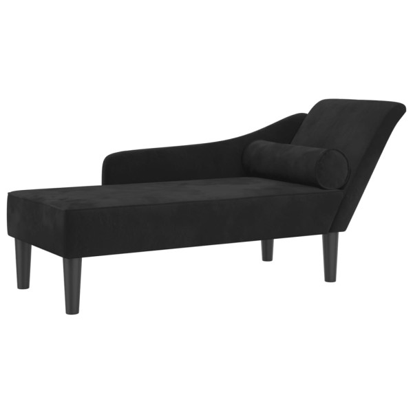 Chaise lounge com almofadões veludo preto M 2