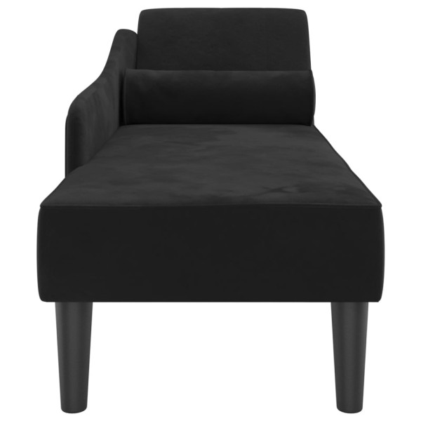 Chaise lounge com almofadões veludo preto M 4