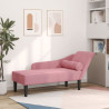 Chaise longue com almofadões veludo rosa 1